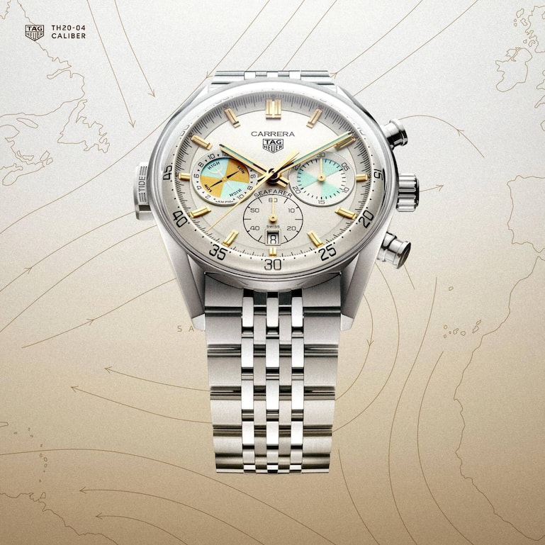 Carrera Seafarer
Gehäuse: 42 mm, Stahl; Automatikkaliber TH20-40 mit 80 h Gangauto­nomie; Preis: 8800 Euro.