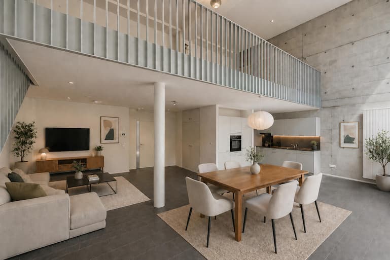 Der Haken: Es ist eine 1-Zimmer-Wohnung. Küche, Wohn- und Esszimmer sind alle in einem Raum.