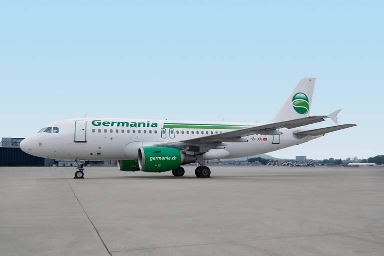 Airbus A319 der Schweizer Fluggesellschaft Germania Flug AG am Flughafen Zuerich. (PPR/Germania Flug AG/Gerry Ebner)