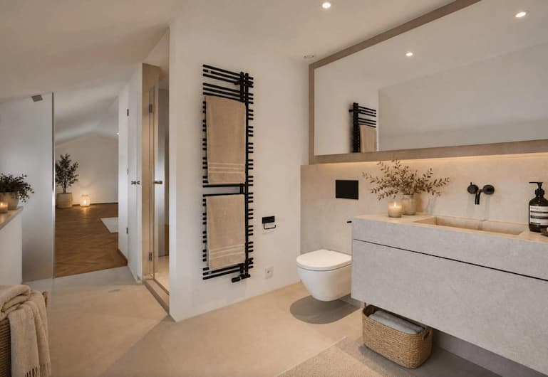 Die Luxuswohnung hat drei Schlafzimmer, alle haben ein eigenes Bad.