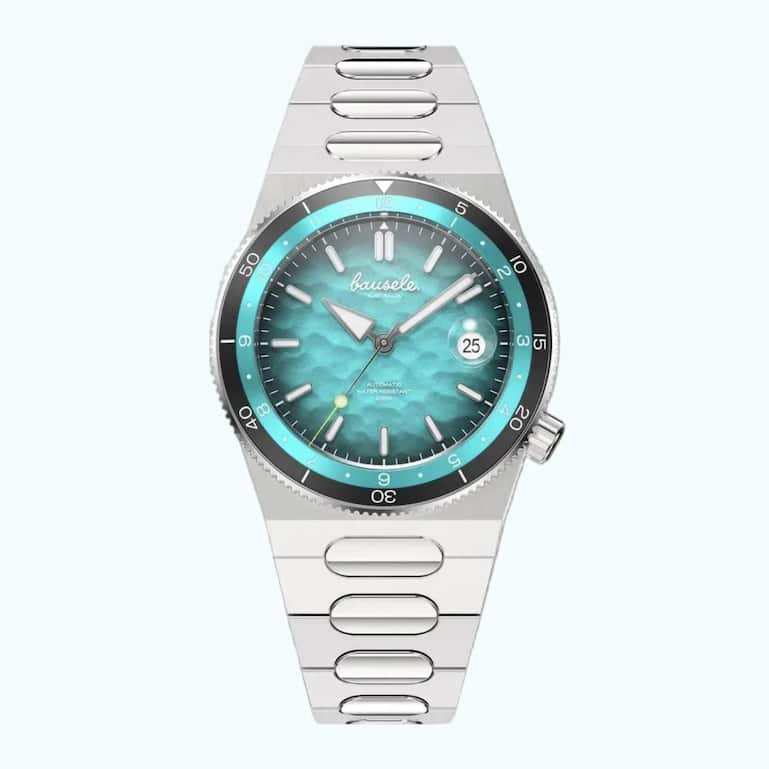 Die Taucheruhr Oceanic Blue: 40-mm-Edelstahlgehäuse, Sellita-Werk, bis 200 m wasserdicht. 650 Euro.