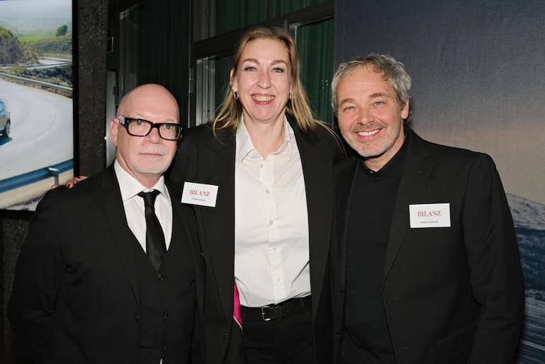 Wernie Baumeler, Christina Elvedi, Andreas Wilhelm, alle drei BILANZ.