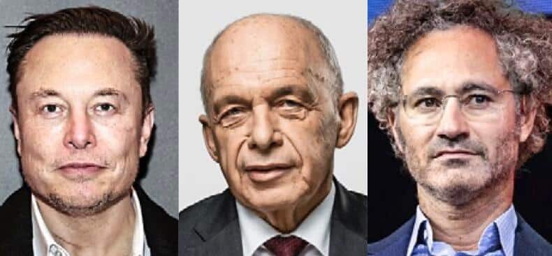 Elon Musk, Ueli Maurer, Alex Karp (v.l.)
