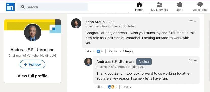 Vontobel: Präsident Andreas Utermann / CEO Zeno Staub